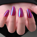 evpct Dark Red Press on Nails Almond Short, Dark Purple Red Chrome Glazed Glossy Short Almond Soft Gel Press On Nails with Nail Kit for Women Gift, 15 Sizes 30Pcs Reusable Stick Acrylic Fake Nail Kit