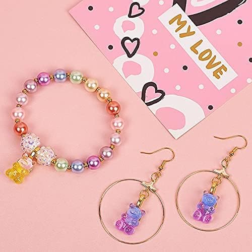 FASHEWELRY 20Pcs Nail Art Charms Kawaii Bear Nail Charms Colorful Bear Charms Bead for Nail Art Decorations, 18x11x8mm