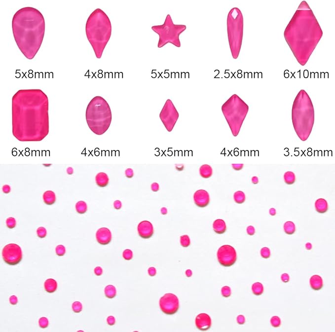 820pcs Mix Shape Neon 3D Nail Gem Luminous Party Charms Flatback Stone Iridescent Rhinestone Decoration DIY Accessory for Nail Designer Tech Bulk Pack