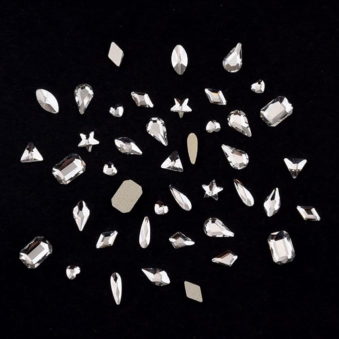 100pcs Flat Back Crystal Clear Glass Shape Nail Rhinestones 720pcs Loose Cystal Beads Nail Art Decoration Craft Accessory
