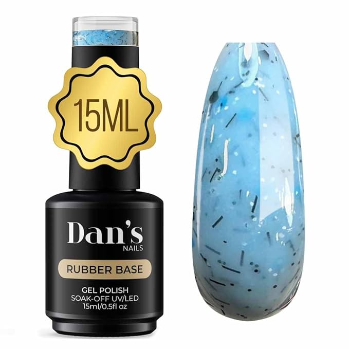 Dan's Nails Rubber Base Gel Polish Coat (Blue Blink)