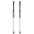Nail Brushes Art Pen 2PCS, Gel Polish Painting Tools with Nail Extension Gel Builder, Salon at Home DIY Manicure (Silver-Oblique)