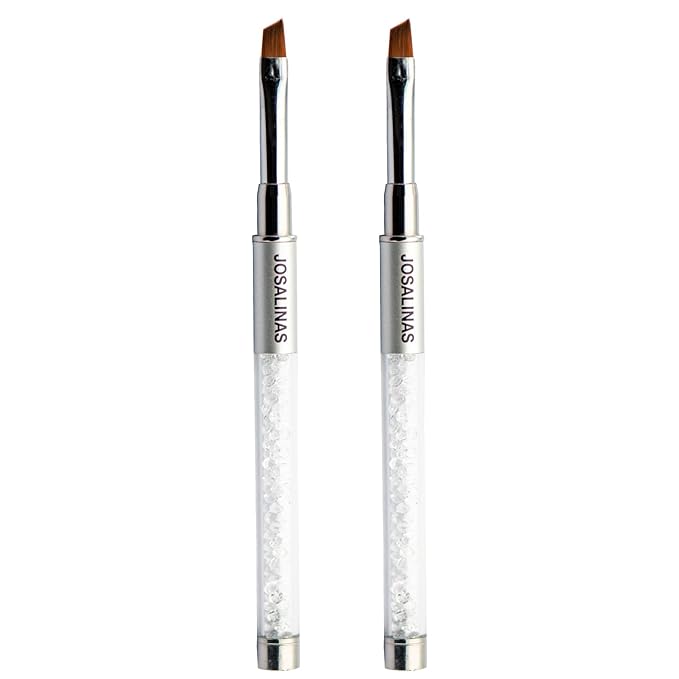 Nail Brushes Art Pen 2PCS, Gel Polish Painting Tools with Nail Extension Gel Builder, Salon at Home DIY Manicure (Silver-Oblique)
