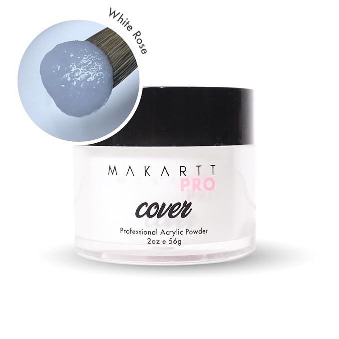 MakarttPro Acrylic Powder – Durable, Long-Lasting, Easy-Apply Formula for Nail Extensions, Overlays, Sculpting & Nail Art – 56g/2oz – White Rose, Perfect for Pros and At-Home Use