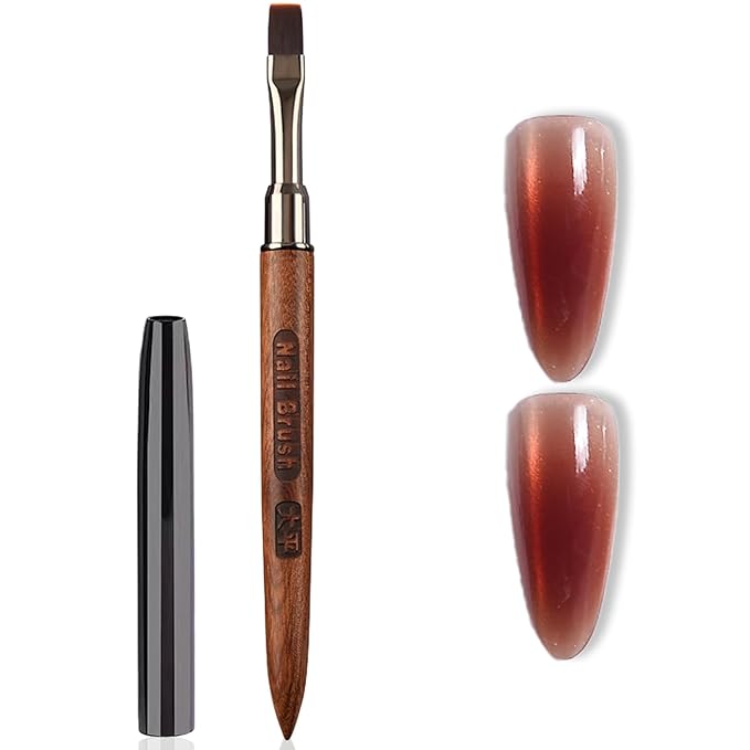 Wood Flat Nail Clean Up Brush, Cleaning Polish Mistake On The Cuticles, Nails Art Flat Brushes for Builder Gel | French Tips | Salon & Home Use | Nail Artists & DIY Enthusiasts