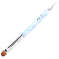 French Manicure Brush - Two Way Nail Art Brush with Dotting Manicure Tool - Professional Salon Quality, Nail Dotting Pen (16#, Blue)