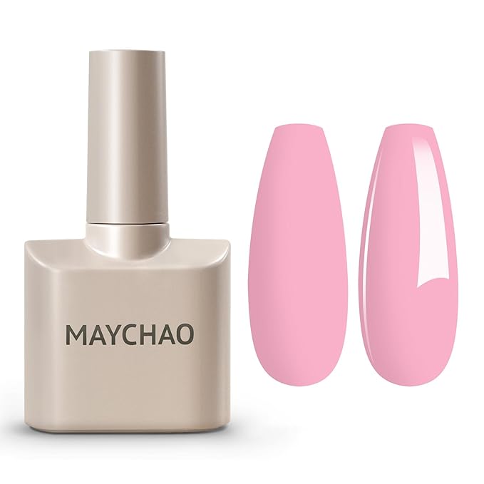 MAYCHAO 15ML Pink Gel Nail Polish, Pastel Sakura Pink Gel Polish Soak Off UV LED Curing for Nail Art Starter Manicure Salon DIY at Home, 0.5 OZ