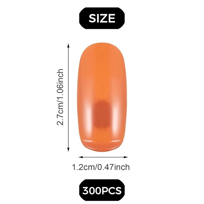 300 Pcs Fake Nail Tips – Plastic False Nails for Mannequin Hand Training, Flexible Practice Nails, Nail Display & Manicure Supplies (Brown, Medium Length)