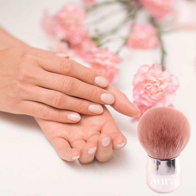 Bledo Acrylic Nail Cleaning Brush, Kabuki Brush for Removing Dust, Soft Bristles, Pink Design
