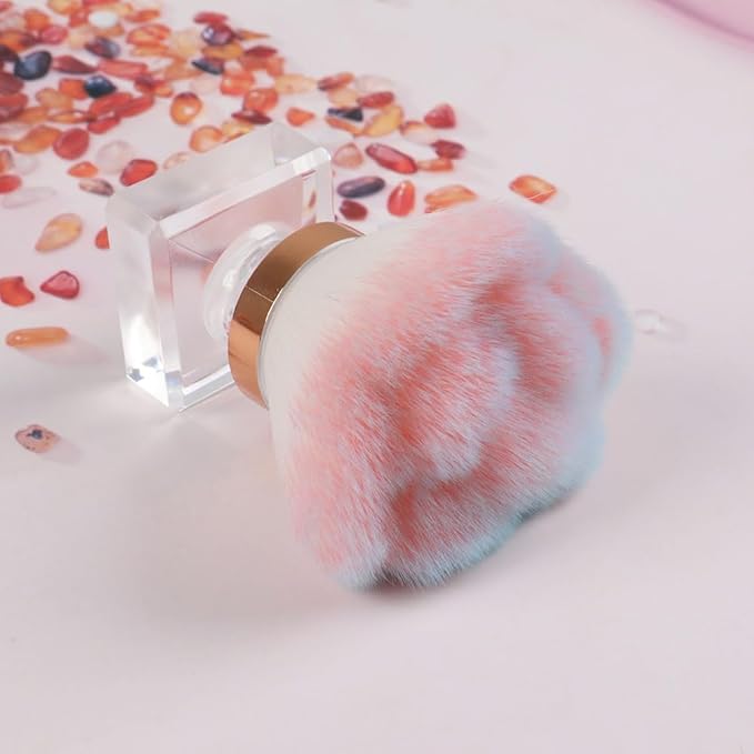 ANGNYA Nail Dust Brush, Pink Rose Soft Duster Brush Art Dust Powder Remover Makeup Manicure Brushes Clean Up Tools for Acrylic Nails