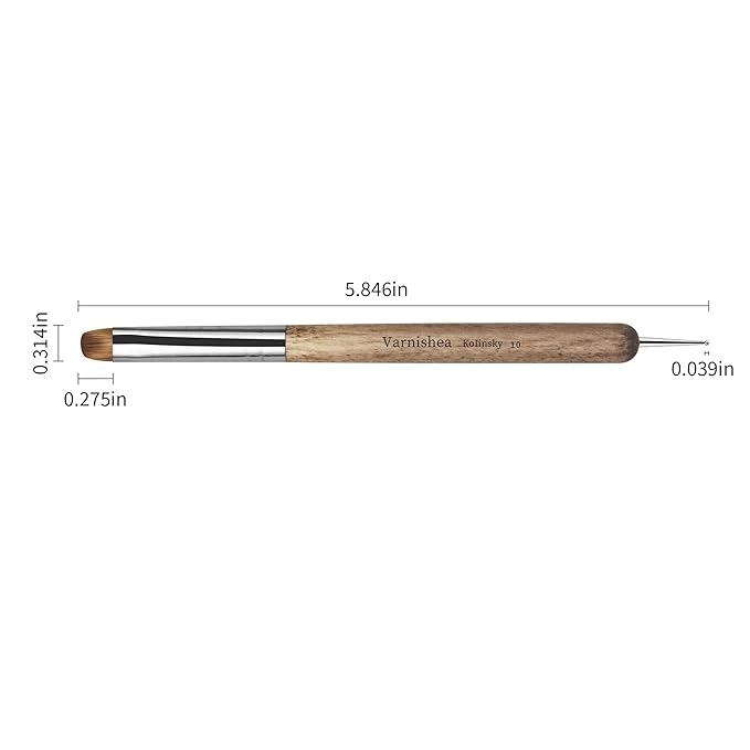 Kolinsky French Tip Nail Art Brush Solid Wood Handle Gel Acrylic Nail Dotting Tool for Manicure Clean Up and Dotting Manicure Tool Professional Nail Brush - Size 10, 1.0 Count