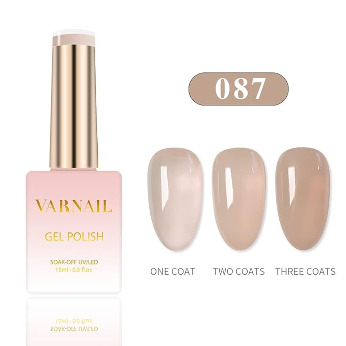 VARNAIL Misty Garden Jelly Gel Nail Polish Kit 6 Colors 15 ml, Translucent Sheer Gel Polish, Salon Quality Soak off UV Light Gel Nail Polish Set