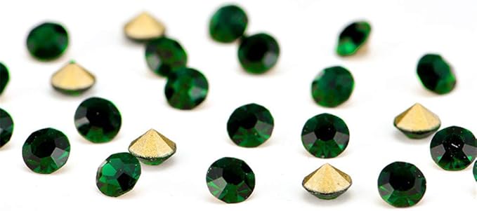 1440pcs Rhinestones Round Point Back Crystal Gem Glass Diamante Rhinestones Nail Art Decoration Jewelry Finding Beads Craft Gems (Dark Green, 4mm)