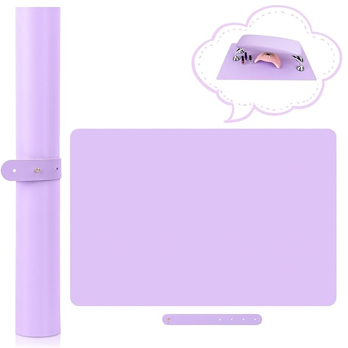 (MAT ONLY) Nail Art Table Mat, Nail Arm Rest Pad for Acrylic Nails, Soft Microfiber PU Leather Nail Mat for Table, Foldable Nail Hand Rest Pillow Manicure Pad, Acrylic Nail Desk Mat for Nail Cushion