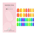 Dashing Diva Glaze Nail Strip Set - Rainbow Pop - Long Lasting, Chip Resistant, Semi-Cured Gel Nails - 4-Piece Manicure Kit with 32 Strips