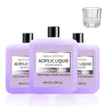 3P 40ml Acrylic Liquid Monomer Kit with Glass Cup – Strong Bond for Acrylic Powder & Nail Tips, Self-Leveling for Smooth Application Sculpting, Salon Quality for Nail Techs & Lovers with Glass Cup