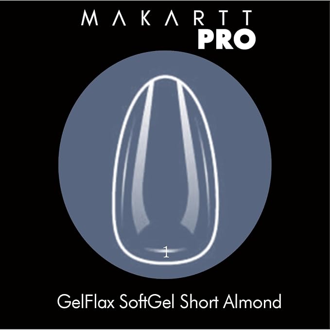 MakarttPro GelFlex Soft Gel Nail Tips – 500pcs Short Almond Clear – 14 Sizes 00–9 – Lightweight, Durable & Easy to Apply Nail Extension Tips for Nail Technicians and Beginners