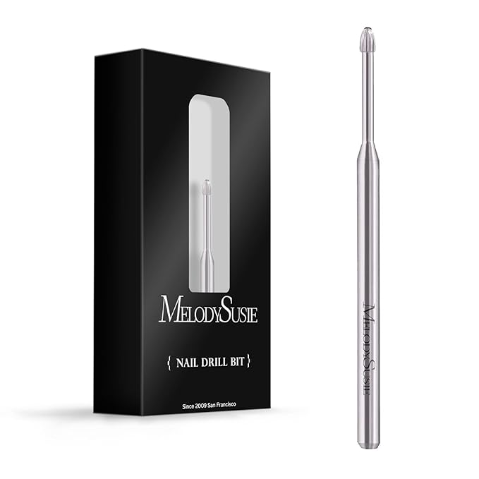 MelodySusie Cuticle Clean Nail Drill Bit 3/32'', Professional Safety Carbide Under Nail Cleaner Nail Bit for Cuticle Dead Skin Nail Prepare, Two Way Rotate, Manicure Nail Salon Supply(Silver, Medium)