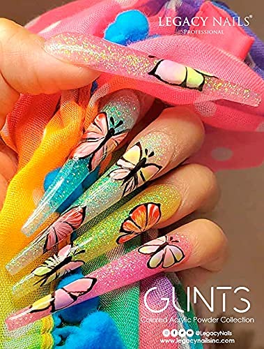 Legacy Nails Professional COLLECTION Acrylic Powder Kit 6 Colors Nail Art Set for Manicure DIY for Dip & Acrylic Nail Extensions (GLINTS COLLECTION)