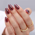Curvlife Press On Nails – 30PCS Full Cover False Natural Fit Soft Gel Fake Nails Tips, Easy to Apply at Home Glue On False Nails Kit (Chrome Almond Nails, Medium)