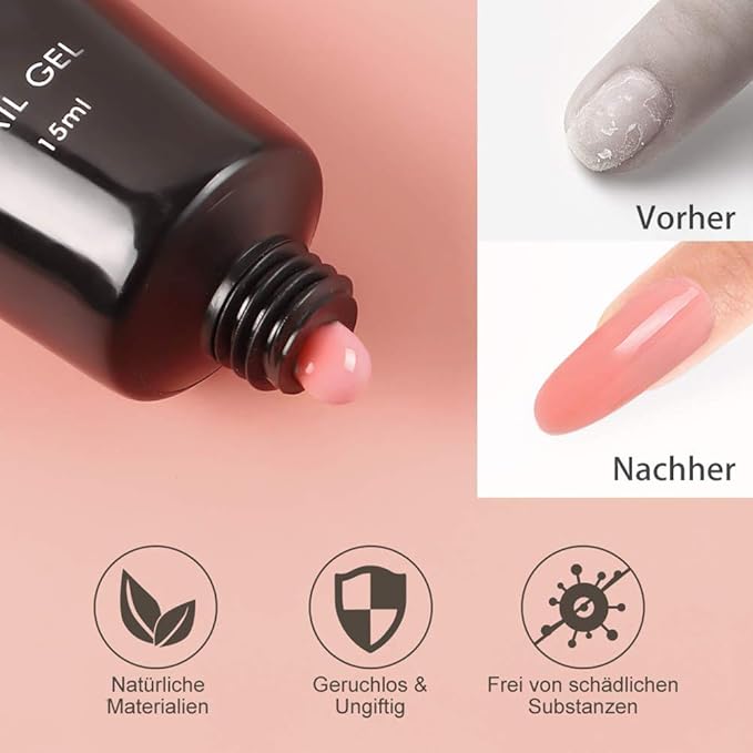 Nail Extension Gel Kit, Gel Nail Kit with UV Light, Nail Enhancement Extension Kit Manicure Set with 3 Colors Extension Nail Gel, Base Top Coat, 100 Extension Nail Tip for Nail Art Starter Kit(F)