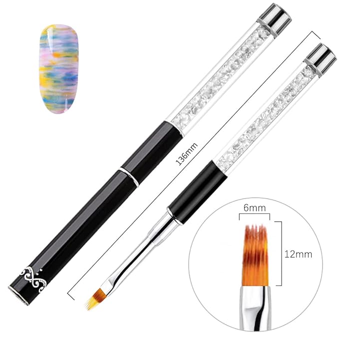 SILPECWEE 3Pcs Ombre Nail Brush Set Double-Head Sponge Pen Wooden Nail Gradient Brush with 4Pcs Replaceable Sponge Acrylic Nail Art Brushes Blending Manicure Design Tools