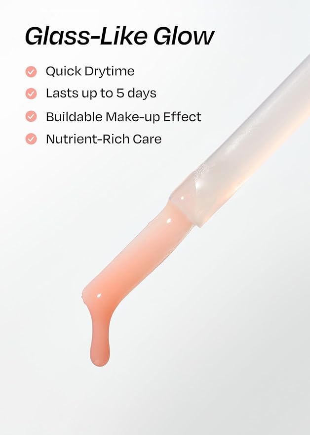 ohora Natural Glow Milk Syrup Nail Strengthener (Rosehip) - Tinted Nail Hardener for Brittle, Damaged Nails, Quick-Dry Glossy Finish, Nail Repair & Growth, 15 mL