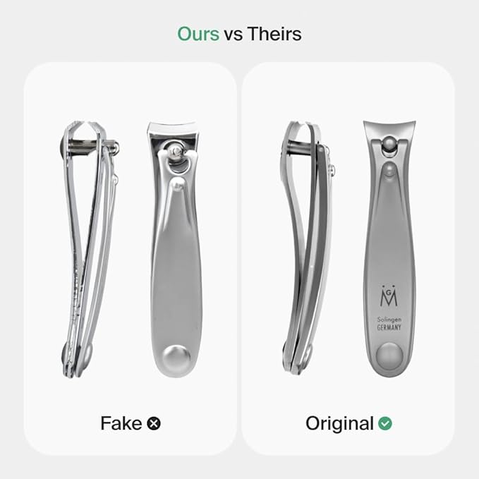 GERMANIKURE Nail Clippers Set in Green Leather Case – Ethically Made in Solingen Germany, FINOX Stainless Steel Tools – Professional Quality Manicure & Pedicure Kit