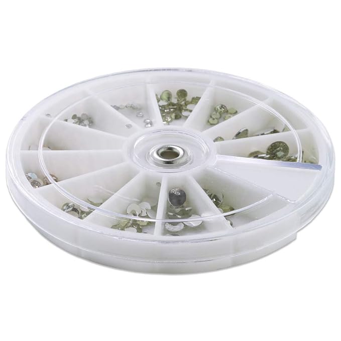 Nail Art Rhinestones Fake Pearl Gems Jewelry Decorations Manicure Wheel (1 Wheel, Gold & Silver)