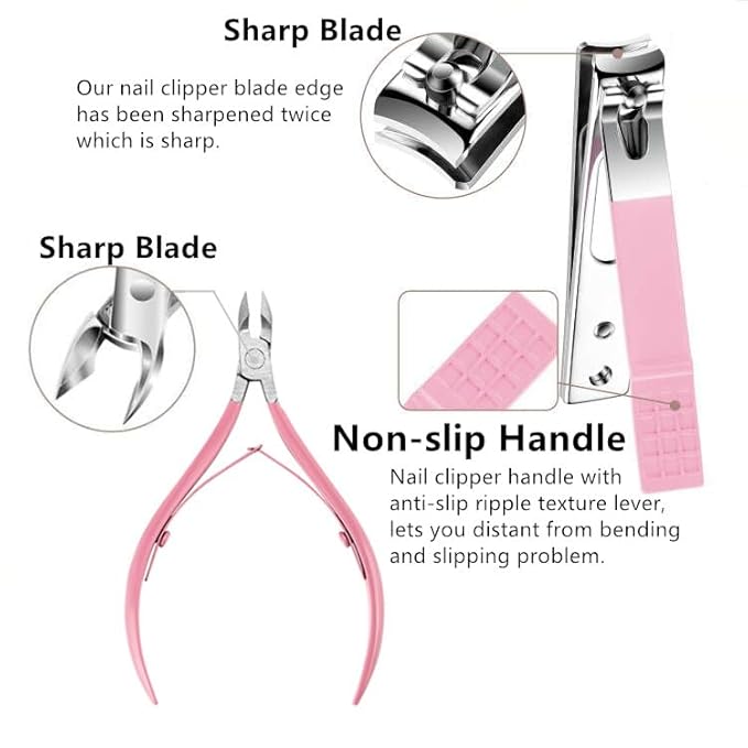 Nail Clippers Set Women Manicure Kit Nail Cuticle Kit with Nail Clippers Nail Cuticle Trimmer Pusher Glass Nail File Nail and Cuticle Care Kit Travel Nail Set Manicure Tools Cuticle Set Gift for Women