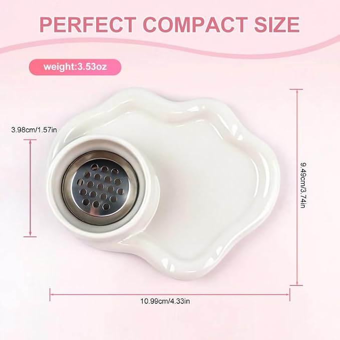 Nail Art Palette with Built-in Brush Washing Cup - 2-in-1 Acrylic Dappen Dish & Monomer Cup for Professional Nail Art & Gel Polish