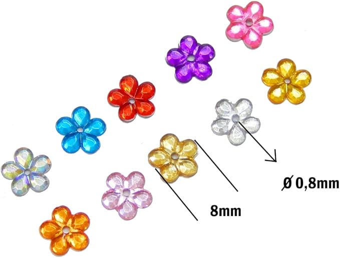 Perlin Acrylic Crystals Sewing Gemstones Set 2500 Pieces 10 Colours Flower Jewellery Stones with Hole Flat Back Resin Rhinestones for Textiles Clothing Costumes