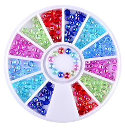 3D Nail Art Rhinestones Nail Metal Caviar Beads Sparkle Charms Pearls Fashion Nail Art Decorations 4 Wheels