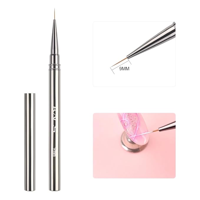 KADS Fine Liner Nail Brush Metal Handle Nail Painting Design Brush Drawing Pen 6mm 9mm 12mm 15mm 18mm (9mm)