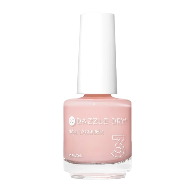 Dazzle Dry Nail Lacquer (Step 3) - Ready. Set. Pose. - A semi-sheer carnation pink. Semi-sheer cream. (0.5 fl oz)