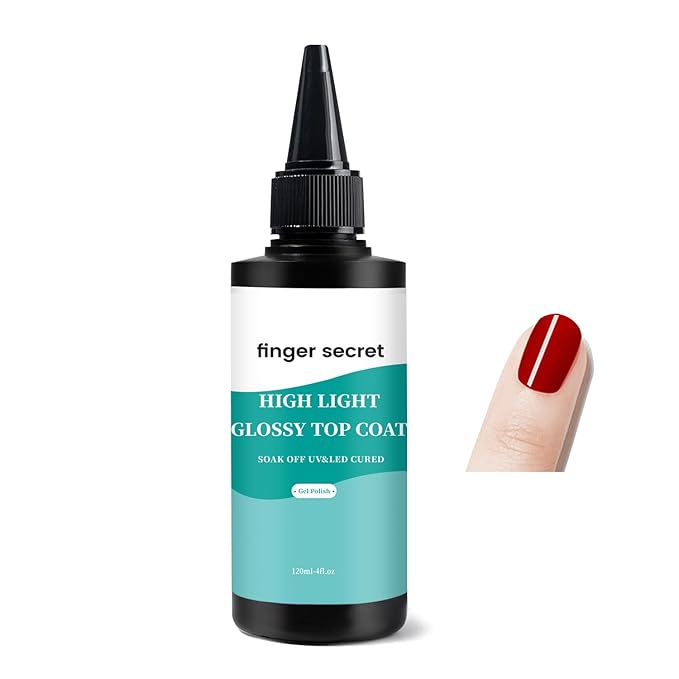 120ml/4fl.oz High Light Glossy Top Coat,Gel Top Coat, Gel Polish Nail Polish for Nail Art Manicure DIY