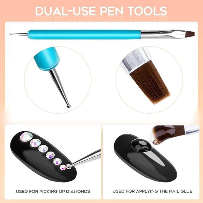 Modelones Builder Nail Gel Kit - Clear Extension Kit Hard Gel for Nails 2oz Strengthen Acrylic Manicure Art Set with 100PCS Dual Forms and Dual-use Acrylic Brush Professional DIY at Home