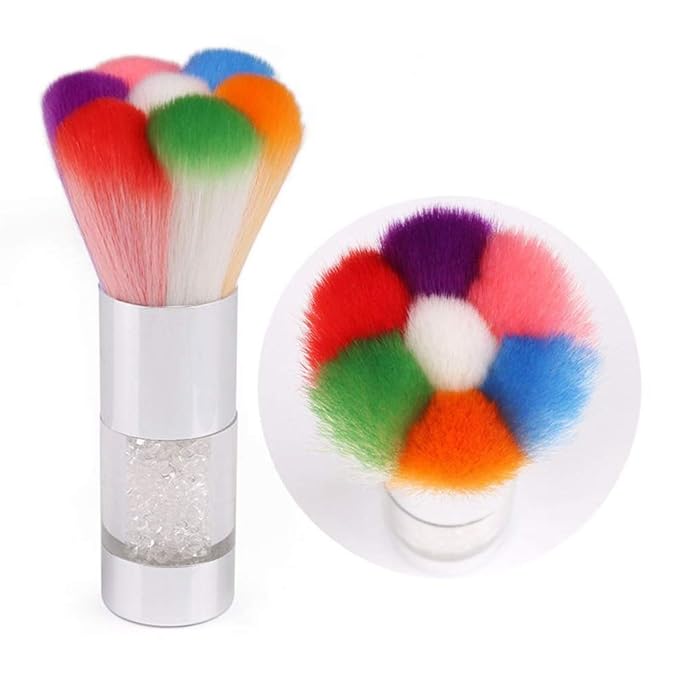 Nail Brush Nails Dust Cleaner Acrylic Colorful Makeup Brushes With Cleaning Dust Brushes Art Nail Tools (Silver)