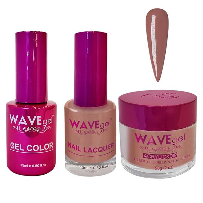 WAVEGEL Soak-Off Gel, Nail Lacquer & Acrylic/Dip Powder Matching Set - Princess Collection - #39 Tree Bark