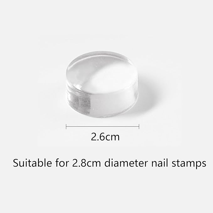 9 PCS 2.8CM Clear Jelly Silicone Nail Art Stamper Head Transparent Stamping Polish Transfer Templates Tools Manicure French Tip Tool Nail Stamp Silicone Head Kit (Only Stamper Head)