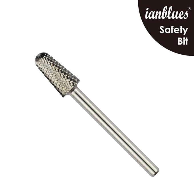 Safety Bit, Nail Drill for Electric Manicure Drill Machine, Fast Remove Nail Gels, Acrylic Gels and Nail Colors (Middle -M, Silver)