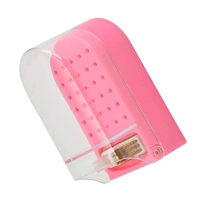Nail Drill Bit Holder,Nail Drill Bit Display Box Plastic 30 Holes Transparent Portable Nail Drill Bit Holder with Cleaning Brush ()