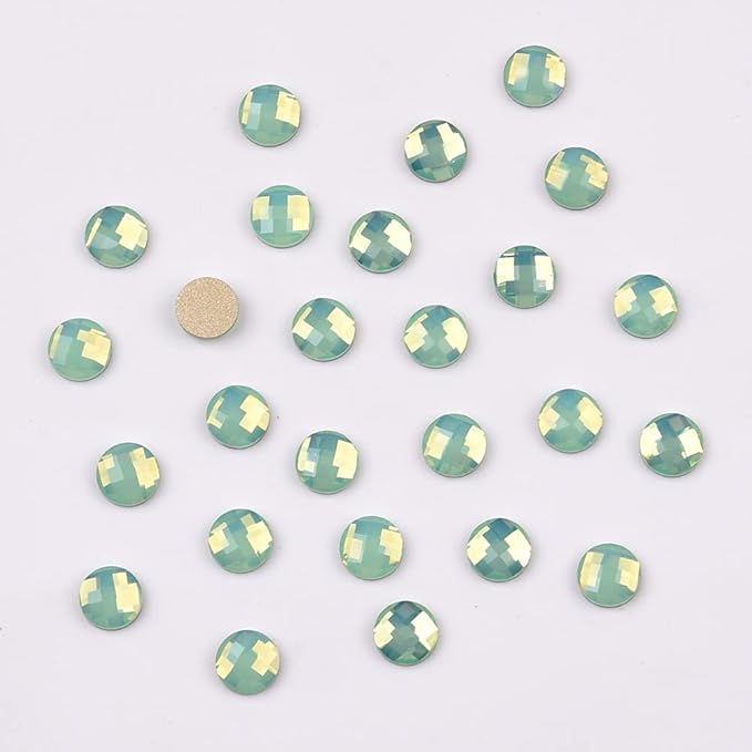 60pcs Mix Shapes Glass Rhinestones Flatback Green Opal Nail Gems 480pcs Round Beads 3D Decoration Crystals for Designs Acrylic Nails Crafts Bulk Pack