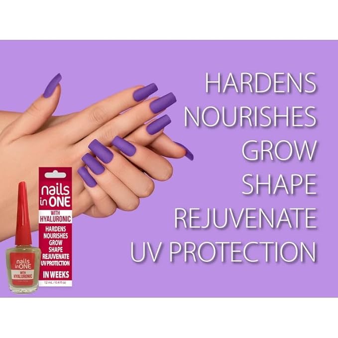 Amen Nails in One Hardener with Hyaluronic Acid, Nourish, Strengthen, Grow and Regenerate in Weeks Repair Base Coat and Top Coat Polish