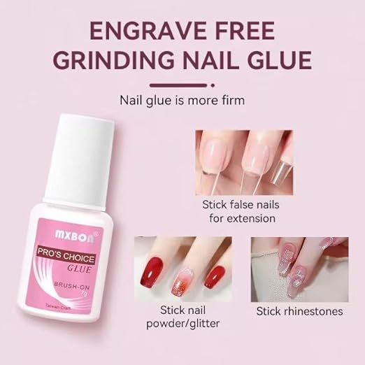Super Strong Nail Glue for Press On Nails, Nail Tips & Acrylics – Long-Lasting Brush-On Nail Adhesive for Professional & DIY Use – No Mess, Fast Drying, Precision Application (Nail Glue, 1, Count)