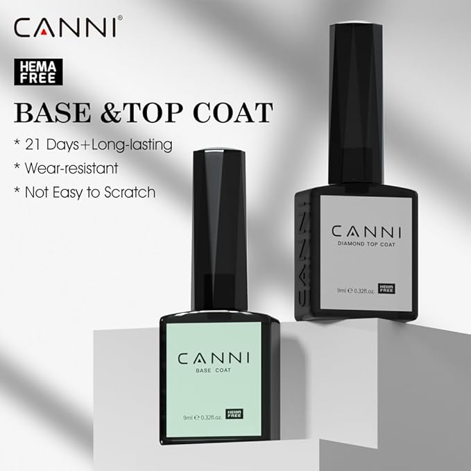 CANNI 6Pcs 9ml Hema-Free Nail Dehydrator Primer, Base Coat Reinforce Diamond Gel Top Coat and Matte Top Coat Gel Nail Polish Set, Soak Off LED Nail Gel Polish Set Nail Art Starter Manicure Salon