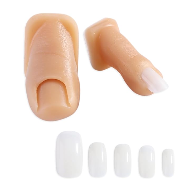 Silicone Toenail for Nail Art Practice, 2PCS Fake Foot Toenail with Tips Silicone Feet Training Fake Finger Mannequin Pedicure Practice Foot Professional Nail Design Display Tools