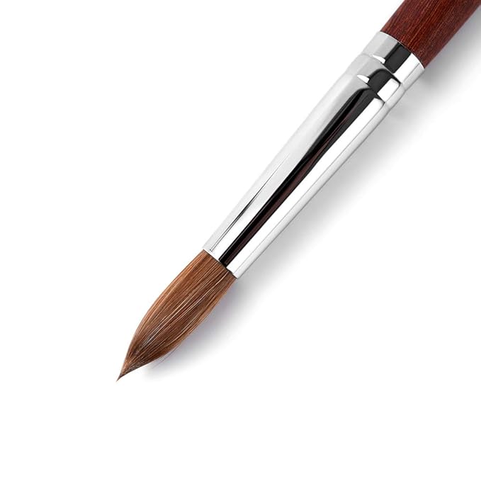 KADS 100% Kolinsky Sable Acrylic Nail Art Brush Red Wood Pen Nail Brush Size 12# 14# 16# 18# 20# Nail Art Manicure Tool Set (size14)