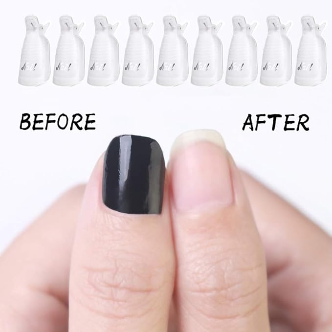 HiMo 10PC Plastic Acrylic Nail Art Soak Off Cap Clip UV Gel Polish Remover Wrap Tool (White)