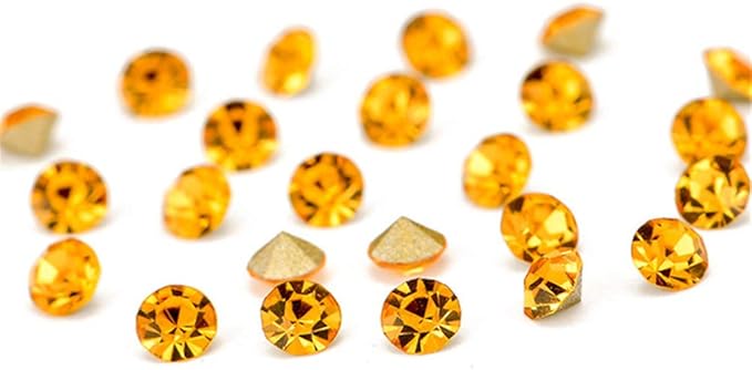 1440pcs Rhinestones Round Point Back Crystal Gem Glass Diamante Rhinestones Nail Art Decoration Jewelry Finding Beads Craft Gems (Gold, 4mm)